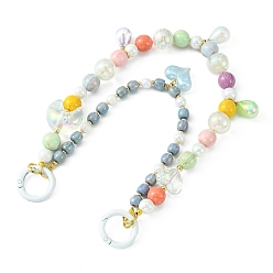 Colorful 2-Layer Acrylic & Resin Beaded Bag Straps, with Spray Painted Eco-Friendly Alloy Spring Gate Rings, for Bag, Phone Decoration, Colorful, 60.8cm