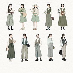 (52) Непрозрачная лаванда 10шт бумажные наклейки, самоклеящиеся наклейки, для скрапбукинга, поделки художественных промыслов, человек, разноцветные, 101~102x28~40x0.1 мм