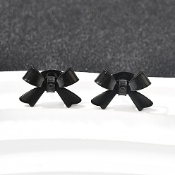 Черный 304 серьги-гвоздики из нержавеющей стали с бантом, чёрные, 10x15 мм