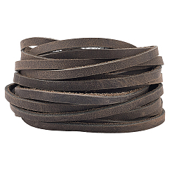 Серый 5 плоские шнуры из коровьей кожи, для diy craft, плоский, серые, 5x2 мм, около 5.47 ярдов (5 м) / комплект