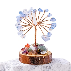 Аквамарин Натуральные аквамариновые чипсы дерево жизни украшения, Медная проволока, энергетический камень фэн-шуй, подарок для женщин и мужчин, медитация, 30~40x50~70 мм