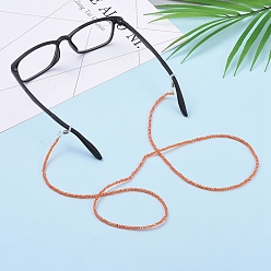 Orange Eyeglasses Chains, Neck Strap for Eyeglasses, with Electroplate Glass Beads, Brass Crimp Beads and Rubber Loop Ends, Dark Orange, 31.3 inch(79.5cm)