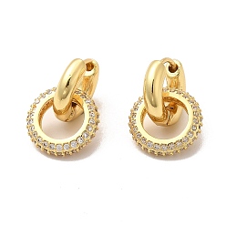 Настоящее золото 18K Серьга-кольцо из латуни с микропаве из кубического циркония, долговечные серьги с подвесками для женщин, без кадмия и без свинца, реальный 18 k позолоченный, 22 мм, штифты : 0.7 мм