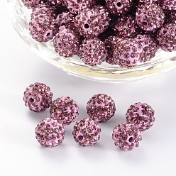 Серо-розавый Pave disco бусины, Бусины со стразами, полимерная глина , класс А, круглые, светлый аметист, горный хрусталь: стр 13 (1.9~2 мм), 6 ряды страз, 10 мм, отверстие : 1.5 мм