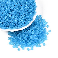 Темно-Голубой 6/0 прозрачный внутри цветной стеклянный бисер, рондель, круглое отверстие, глубокое синее небо, 4x3 мм, отверстие : 1.2~1.5 мм, Около 6080 шт / фунт