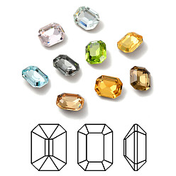 (52) Непрозрачная лаванда Граненый кабошоны из стекла каменного цвета 9, задние и задние, восьмиугольник прямоугольник, разноцветные, 8x6x3.5 мм