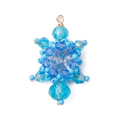 Светло-Голубой Бисер бисерные подвески, черепаха подвески, Небесно-голубой, 31x20x8 мм, отверстие : 1.6 мм