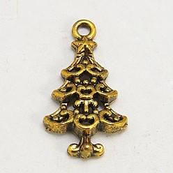 Античное Золото Сплавочные подвески тибетского стиля, без кадмия, без никеля и без свинца, рождественская елка, античное золото , 24x13.5x2 мм, отверстие : 2 мм