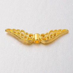 Golden Tibetan Style Alloy Beads, Wing, Golden, 7.5x30x3mm, Hole: 1mm