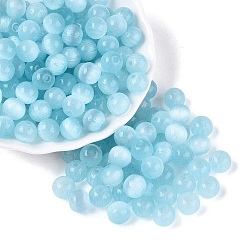 Небесно-голубой Стеклянные бусины в стиле верстака класса А FGB, круглые, имитация шарики глаза кота, голубой, 7~7.5 мм, отверстие : 1.4~1.5 мм, Около 900 шт / фунт