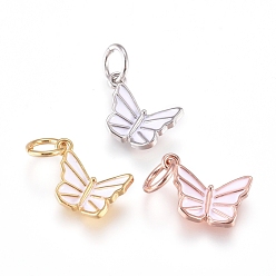 (52) Непрозрачная лаванда Латунь эмаль прелести, с прыжковых колец, бабочка, разноцветные, 7.5x10.5x2.5 мм, переходные кольца: 5x0.7 мм, 3.2 мм внутренним диаметром