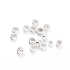 Silver Rondelle Brass Crimp Beads, Silver Color Plated, 2.5x1.5mm, Hole: 1mm, about 10000pcs/200g