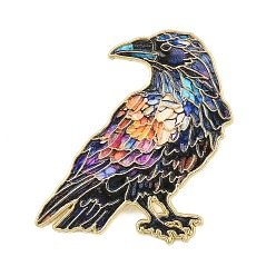 Colorful Raven Alloy Lapel Pin Backs for Backpack Clothes, Light Gold, Colorful, 36x35mm