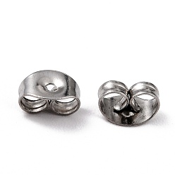 Stainless Steel Color 304 Stainless Steel Ear Nuts, Friction Earring Backs for Stud Earrings, Stainless Steel Color, 6x4.5x3mm, Hole: 0.8mm