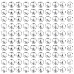 Серебро 100 шт. 925 бусины из стерлингового серебра, круглые, серебряные, 2x2 мм, отверстие : 0.9 мм