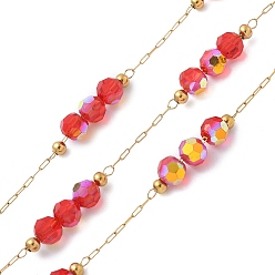 Красный Ионное покрытие (ip) 304 звенья цепи из нержавеющей стали, пайки, с эмалью и катушкой, реальный 18 k позолоченный, красные, 2.5x1x0.1 мм, около 32.81 футов (10 м) / рулон