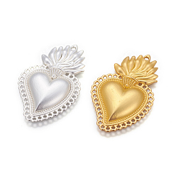 (52) Непрозрачная лаванда Подвески из сплава , святое сердце, сердце святого пламени, разноцветные, 40x25x3.5 мм, отверстие : 1.5 мм