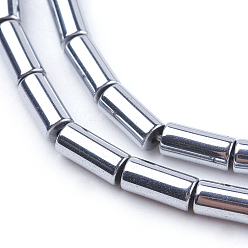 Platinum Plated Electroplated Non-magnetic Synthetic Hematite Bead Strand, Column, Platinum Plated, 7~8x3.5~4mm, Hole: 1mm, about 52pcs/strand, 15.98 inch(40.6cm)