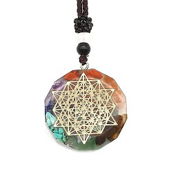 Звезда Ожерелья с подвесками из смешанных камней оргонит-чакра из натуральных и синтетических камней, ожерелье из нейлоновой нити для женщин, плоско-круглые, звезда, 25.59 дюйм (65 см)