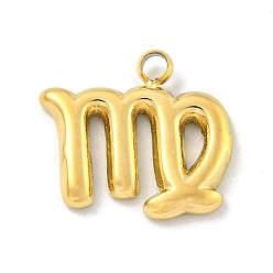 Дева Настоящее 18k позолоченное вакуумное покрытие pvd 304 подвески из нержавеющей стали, обереги двенадцати созвездий, Дева, 9x10x1 мм, отверстие : 1.2 мм