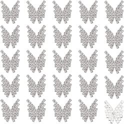 Crystal 25Pcs 1-Hole Rhinestone Buttons, Butterfly, Crystal, 26x20x6mm, Hole: 1.4mm