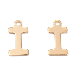 Letter I 201 прелести нержавеющей стали, алфавит, реальный 18 k позолоченный, letter.i, 12x6x0.6 мм, отверстие : 1.2 мм