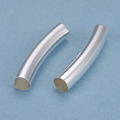 Посеребрённый Бисера латунной трубки, долговечный, изогнутые бусины, трубка, 925 серебро покрытием, 29.5x6 мм, отверстие : 5 мм