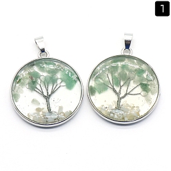 Зеленый Авантюрин Естественный зеленый авантюрин подвески, плоско-круглые, 33 мм