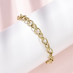 Золотой 304 браслеты из кубинских звеньев из нержавеющей стали для женщин, ионное покрытие (ip), золотые, 7 дюйм (17.7 см)