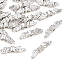 Platinum SHEGRACE Brass Beads, Wing, Cadmium Free & Lead Free & Nickel Free, Long-Lasting Plated, Platinum, 3x13x3mm, Hole: 1.4mm