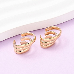 Настоящее золото 18K 304 тройные серьги-каффы из нержавеющей стали в форме буквы С, ионное покрытие (ip), реальный 18 k позолоченный, 18x12.5x8.5 мм