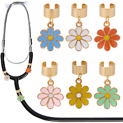 (52) Непрозрачная лаванда 6 шт 6 цвета сплав эмаль стетоскоп подвеска украшения, хризантема, с 304 фурнитурой из нержавеющей стали, золотые, разноцветные, 26 мм, 1 шт / цвет