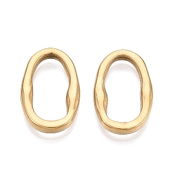 Настоящее золото 18K 304 нержавеющей стали связывающий кольца, текстурированный овал, ионное покрытие (ip), долговечный, реальный 18 k позолоченный, 19.5x12.5x3 мм, внутренний диаметр: 7x15.5 мм