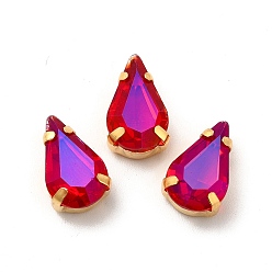 Сиамский Эффект лунного света слеза пришить на горный хрусталь, многожильных ссылки, с золотыми тонами латунных зубьев, аксессуары для одежды, Сиам, 13x8x7.5 мм, отверстие : 1 мм