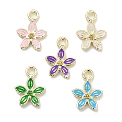 Золотой Стеллаж покрытие сплава эмалью подвески, без свинца, без кадмии и без никеля, цветочный шарм, золотые, 13.5x10x2 мм, отверстие : 1.8 мм