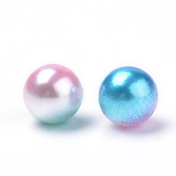 Sky Blue Rainbow Acrylic Imitation Pearl Beads, Gradient Mermaid Pearl Beads, No Hole, Round, Sky Blue, 6mm, about 5000pcs/500g