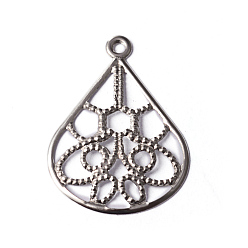 Edelstahl Farbe Anlaufgeschützt 201 Filigrane Anhänger aus Edelstahl, Träne, Edelstahl Farbe, 20x15x1 mm, Bohrung: 1 mm