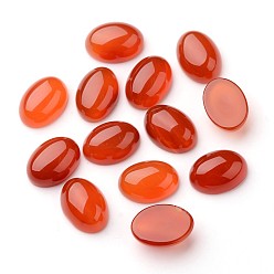 Orange Red Grade A Natural Red Agate Oval Cabochons, Dyed, Orange Red, 18x13x7mm