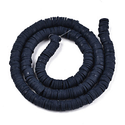 Prussian Blue Handmade Polymer Clay Beads Strands, for DIY Jewelry Crafts Supplies, Heishi Beads, Disc/Flat Round, Prussian Blue, 6x0.5~1mm, Hole: 1.8mm, about 290~320pcs/strand, 15.75 inch~16.14 inch(40~41cm)
