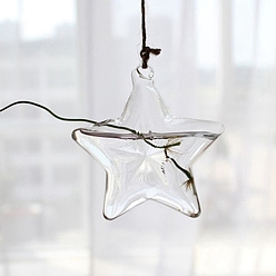 Звезда Подвесные стеклянные горшки для растений, Прозрачная гидропонная стеклянная ваза для украшения дома в саду, звезда, 100x100 мм
