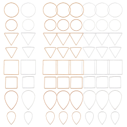 (52) Непрозрачная лаванда 96шт 16 латунные соединительные кольца, круглое кольцо/треугольник/квадрат, разноцветные, 17.5~32x14~25x0.7~0.9 мм, внутренний диаметр: 15.5~30.5 мм, 6 шт / стиль