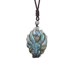 Лиса Кулоны из натурального лабрадорита, лиса, 31.50 дюйм (80 см)