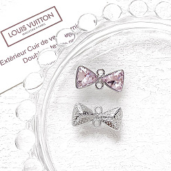 Свет Аметист Подвески из сплава со стразами, бантом, светлый аметист, 85x18 мм