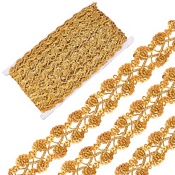 Золотистый Металлизированная кружевная отделка, цветочная декоративная лента с блестками, для рукоделия шитья, аксессуары для одежды, золотые, 1~1-1/8 дюйм (26~28 мм), около 14.22 ярдов (13 м) / шт