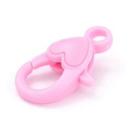 Pearl Pink Plastic Lobster Claw Clasps, Heart, Pearl Pink, 22.5x13x6.5mm, Hole: 3mm