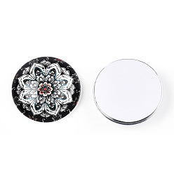 Разноцветный Кабошоны из стекла, полукруглый с калейдоскопом, красочный, 25x7.5 мм