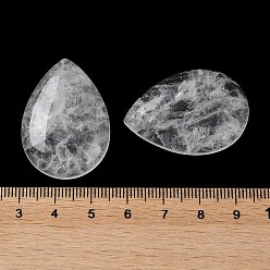 Quartz Crystal Natural Quartz Crystal Pendants, Teardrop Charms, 35.5x25x8.5mm, Hole: 1mm
