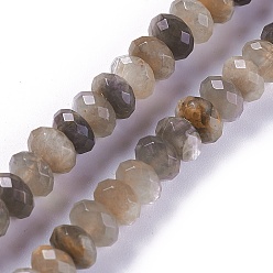 Sunstone Natural Black Sunstone Beads Strands, Faceted, Rondelle, 7.4~8x4.5~5mm, Hole: 1mm, about 79pcs/strand, 15 inch(38.2cm)