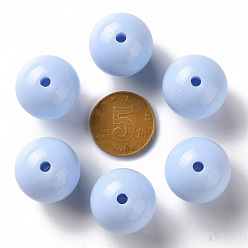 Light Sky Blue Opaque Acrylic Beads, Round, Light Sky Blue, 20x19mm, Hole: 3mm, about 111pcs/500g