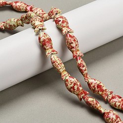 Оранжево-Красный Синтетических нитей бирюзовые бусы, рыба, окрашенные, окрашеные, оранжево-красный, 24x11.5~12x7 мм, отверстие : 1.2 мм, около 17 шт / нитка, 15.16'' (38.5 см)